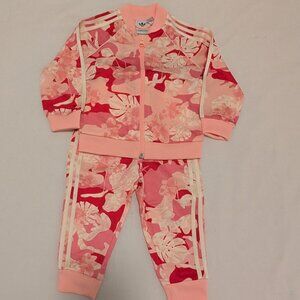 Adidas Originals Floral Tracksuit – 12–18M – Pink – Great Condition